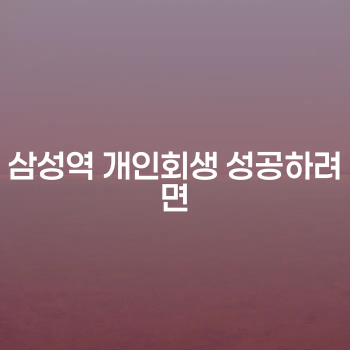 삼성역 개인회생 성공하려면